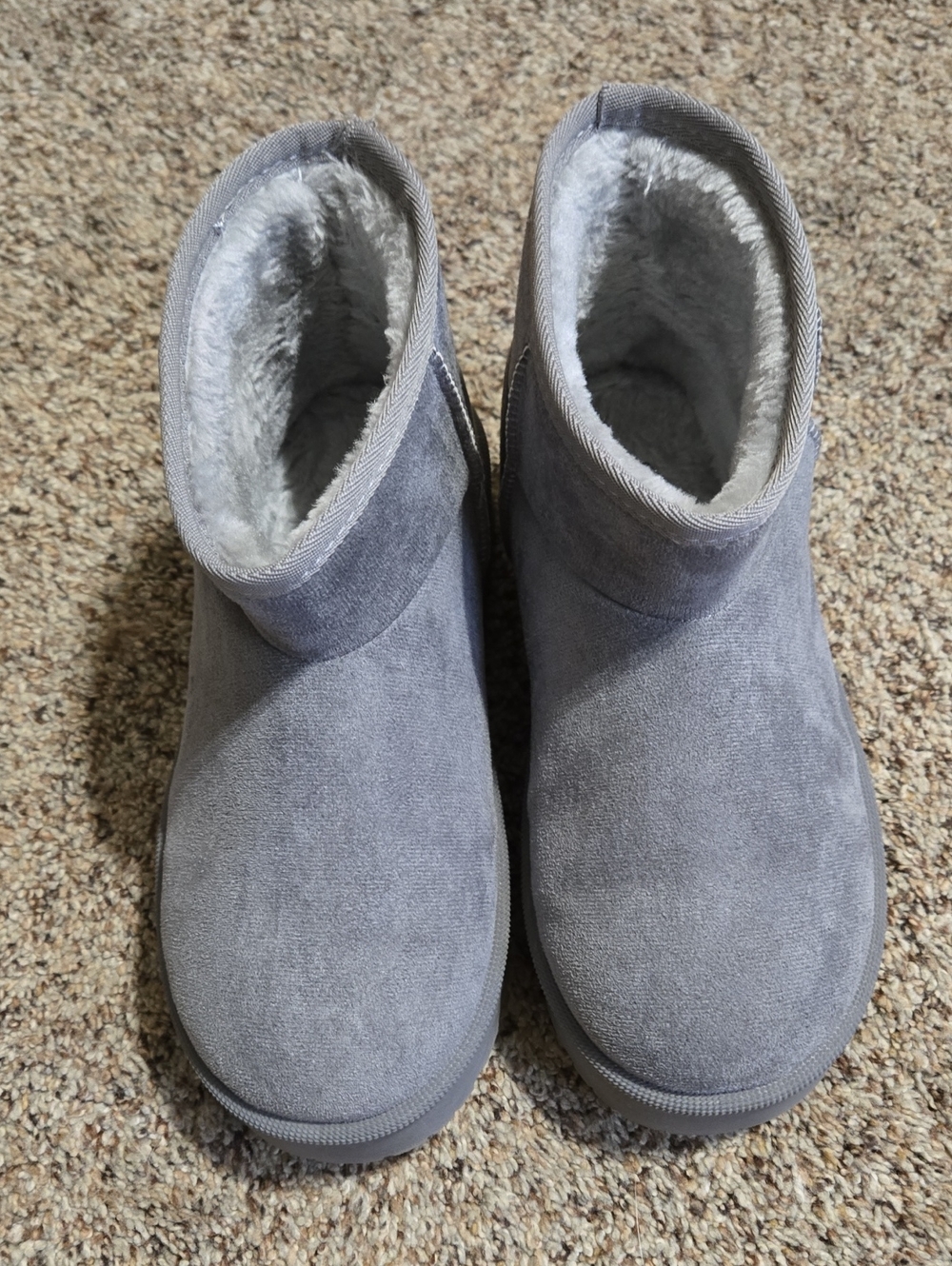 SHEIN Gray Faux Suede Fleece-Lined Ankle Booties